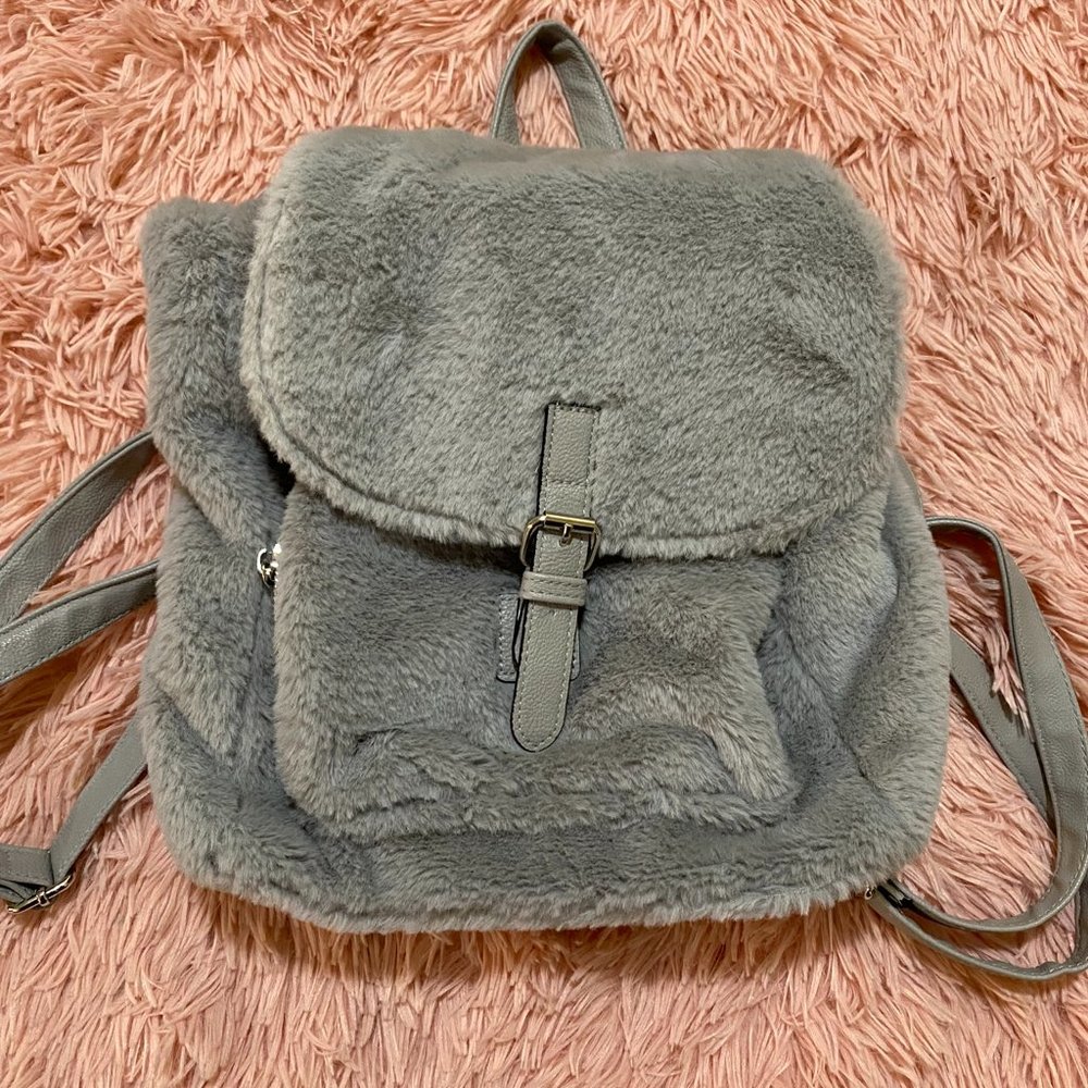No Boundaries Grey Flap Mini Backpack Purse
